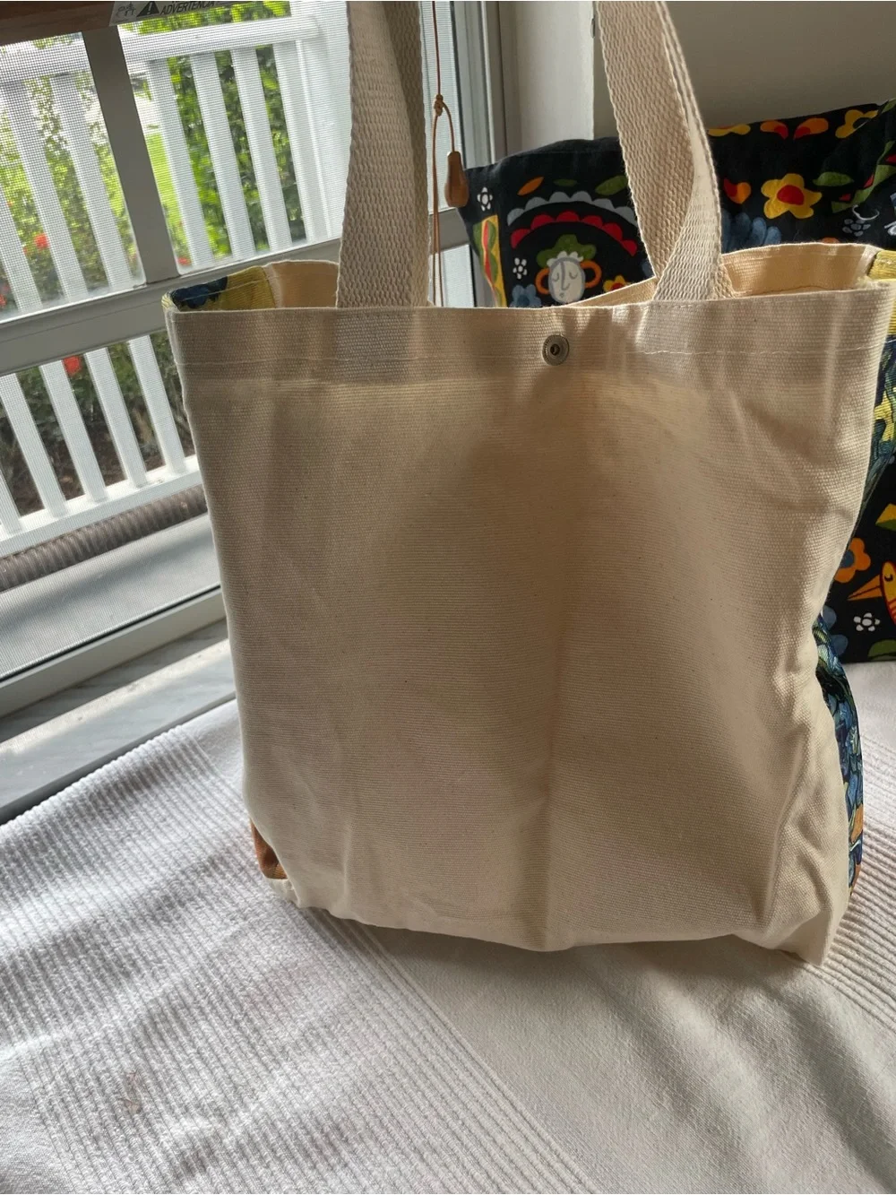Canvas Van Gogh Irises Tote in Cream, Yellow, Blue